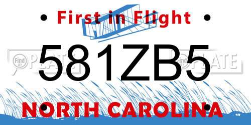 581ZB5 North Carolina License Plate