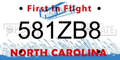 581ZB8 North Carolina License Plate