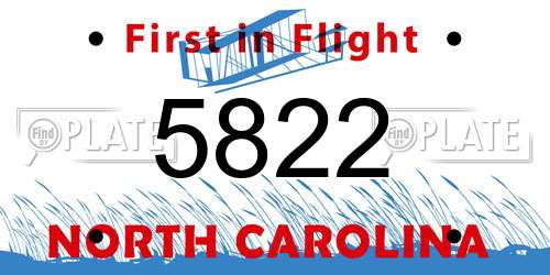 5822 North Carolina License Plate