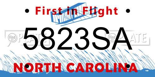 5823SA North Carolina License Plate