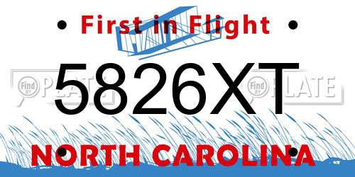 5826XT North Carolina License Plate