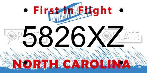 5826XZ North Carolina License Plate