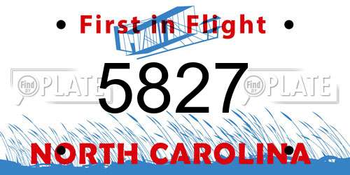 5827 North Carolina License Plate