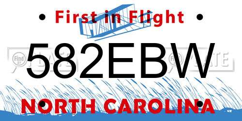 582EBW North Carolina License Plate
