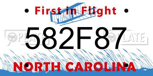 582F87 North Carolina License Plate