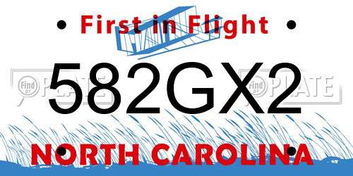 582GX2 North Carolina License Plate