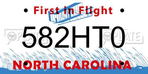 582HT0 North Carolina License Plate