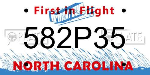 582P35 North Carolina License Plate