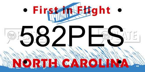 582PES North Carolina License Plate