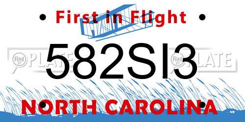 582SI3 North Carolina License Plate