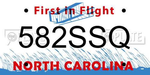 582SSQ North Carolina License Plate