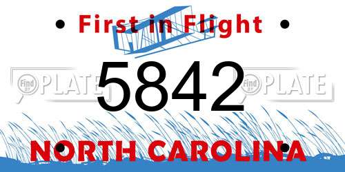 5842 North Carolina License Plate