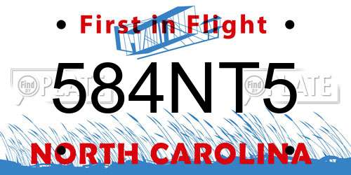 584NT5 North Carolina License Plate