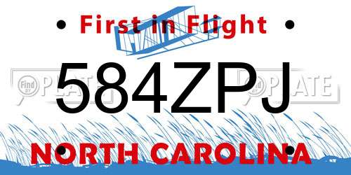 584ZPJ North Carolina License Plate