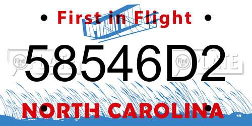 58546D2 North Carolina License Plate
