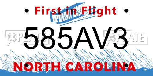 585AV3 North Carolina License Plate