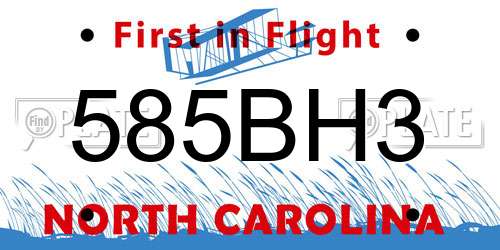 585BH3 North Carolina License Plate