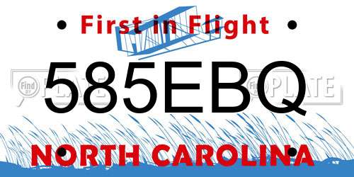 585EBQ North Carolina License Plate