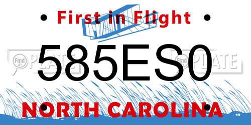 585ES0 North Carolina License Plate