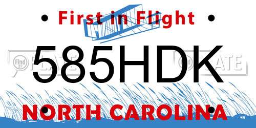 585HDK North Carolina License Plate