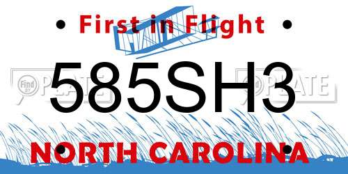 585SH3 North Carolina License Plate