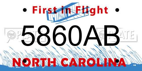 5860AB North Carolina License Plate