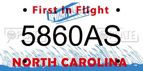 5860AS North Carolina License Plate