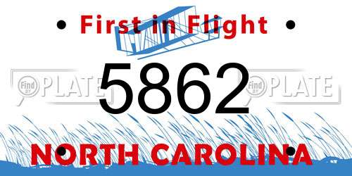 5862 North Carolina License Plate
