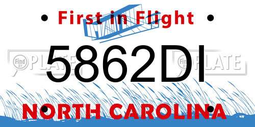 5862DI North Carolina License Plate