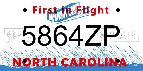 5864ZP North Carolina License Plate