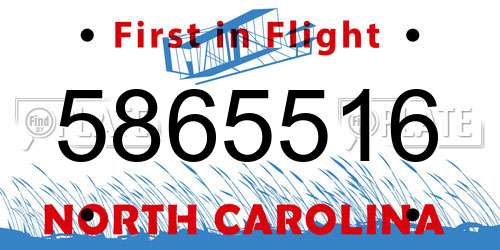 5865516 North Carolina License Plate