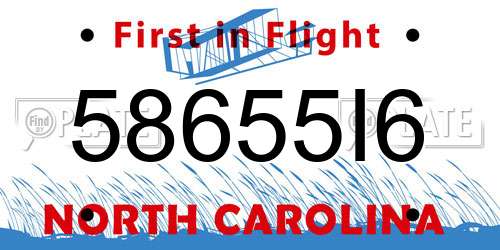 58655I6 North Carolina License Plate