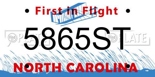 5865ST North Carolina License Plate