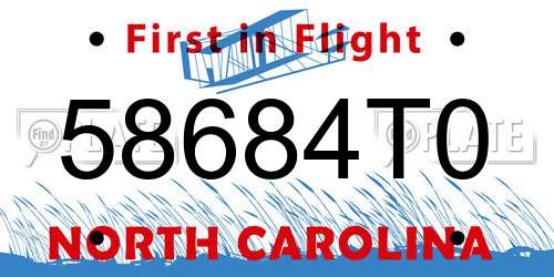 58684T0 North Carolina License Plate
