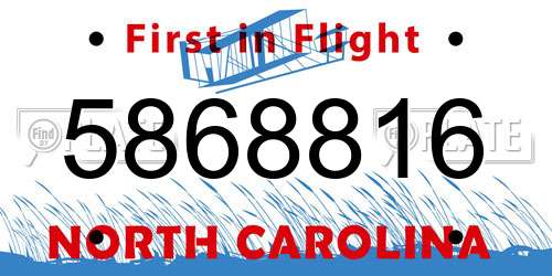 5868816 North Carolina License Plate