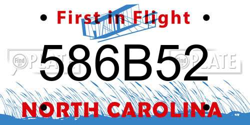 586B52 North Carolina License Plate