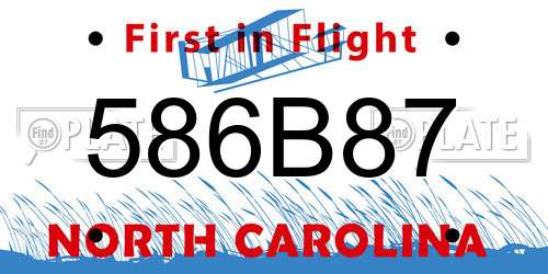586B87 North Carolina License Plate