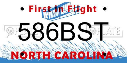 586BST North Carolina License Plate