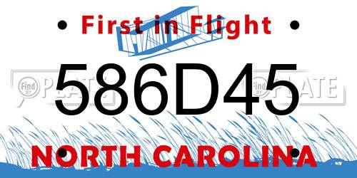 586D45 North Carolina License Plate