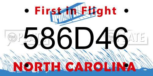 586D46 North Carolina License Plate