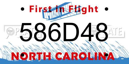 586D48 North Carolina License Plate