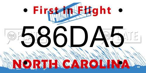 586DA5 North Carolina License Plate