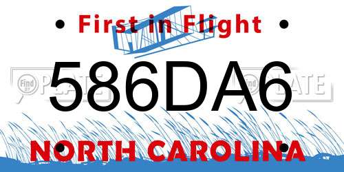 586DA6 North Carolina License Plate