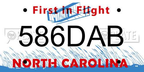 586DAB North Carolina License Plate