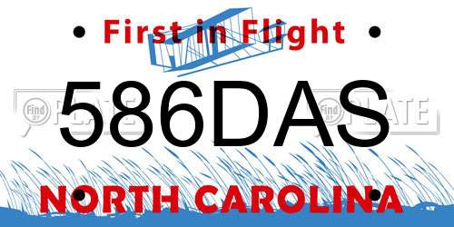 586DAS North Carolina License Plate