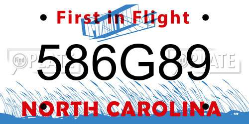 586G89 North Carolina License Plate