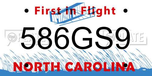 586GS9 North Carolina License Plate