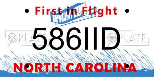 586IID North Carolina License Plate