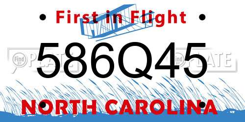 586Q45 North Carolina License Plate