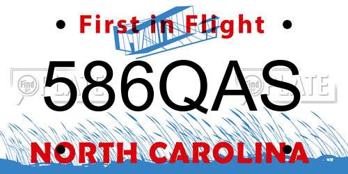 586QAS North Carolina License Plate